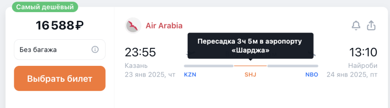 From Kazan, Ufa, Samara, Yekaterinburg and Moscow to the UAE from 18,600 rubles, Kenya or Uganda from 33,000 rubles round trip + there is Asia, a lot of the Middle East and everything else