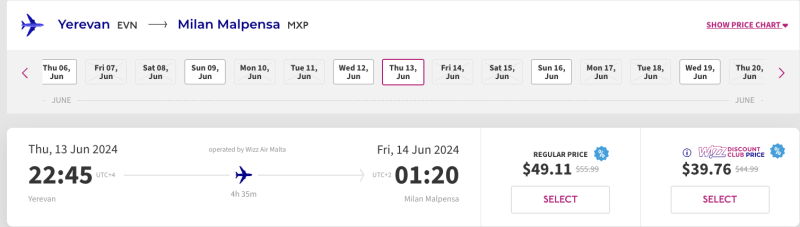 -15% off Wizz Air for flights in May-June