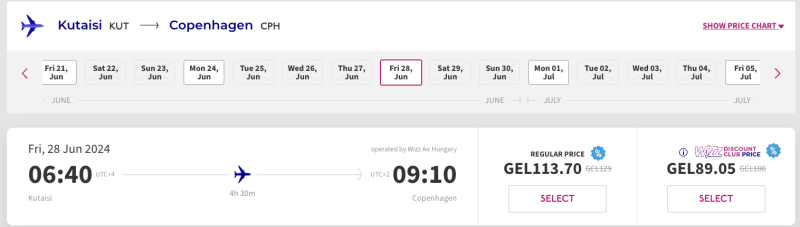 -15% off Wizz Air for flights in May-June