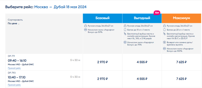 Victory: direct flights from Moscow to Dubai from 2,970 rubles (this week)