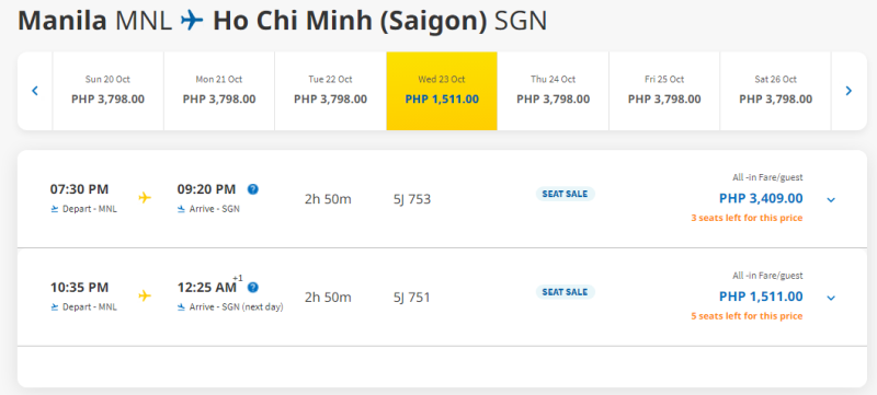 Cebu Pacific Big Sale: flights for 1 PHP + fees