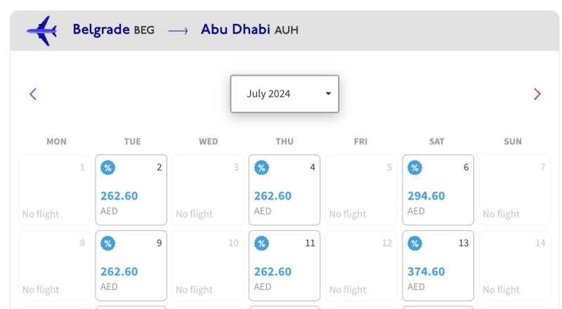 Minus 20% of Wizz on flights from/to Abu Dhabi in summer