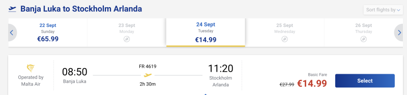 30 tickets across Europe for August-October for 1,450 rubles