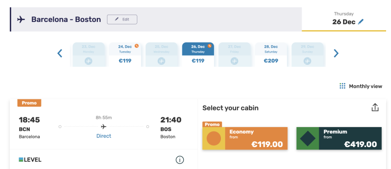 Direct flights between Spain and the USA from 99 euros/direct flights from Spain to Chile and Argentina from 309 euros (ouch!)