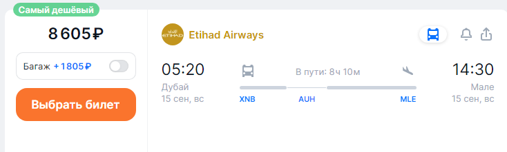 Etihad Airways: flights between the UAE and Sri Lanka or Maldives from 5,998 rubles