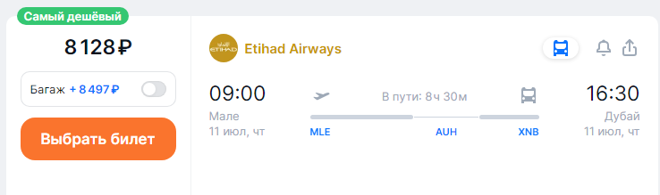 Etihad Airways: flights between the UAE and Sri Lanka or Maldives from 5,998 rubles