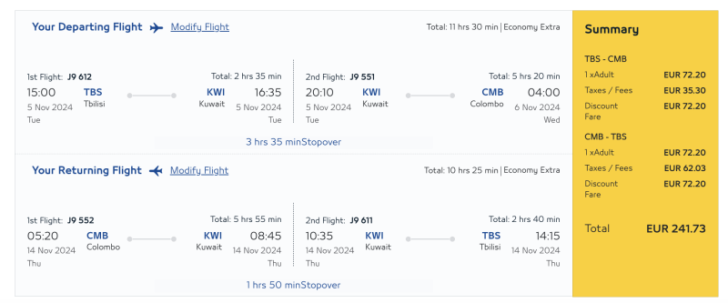 Jazeera Airways sale for August-December: flights across the Persian Gulf, to Sri Lanka and somewhere between visa-free countries with discounts