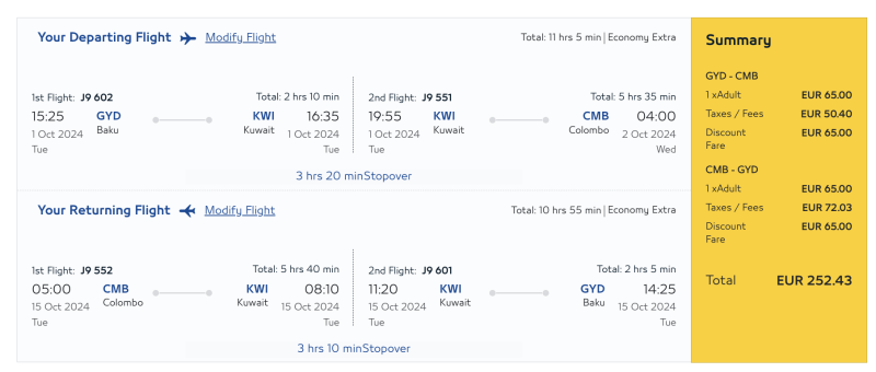 Jazeera Airways sale for August-December: flights across the Persian Gulf, to Sri Lanka and somewhere between visa-free countries with discounts