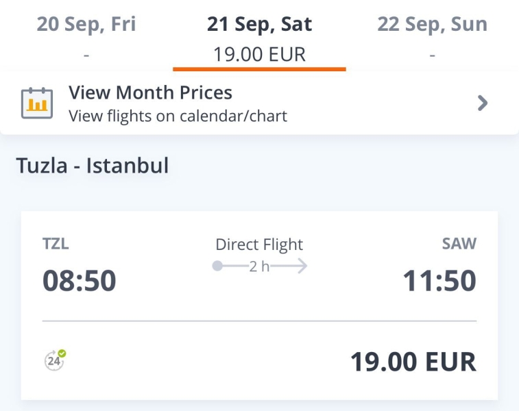 Pegasus: flights between Turkey and Bosnia for 1800 rubles