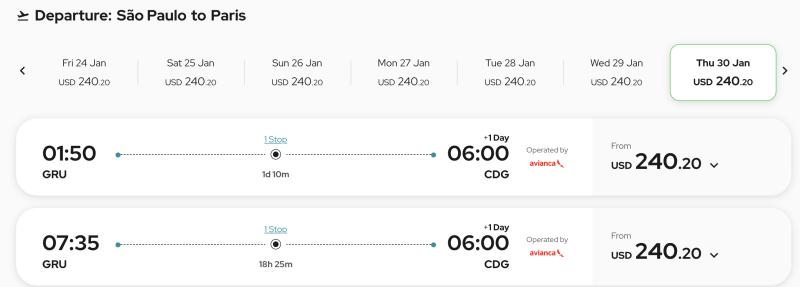 From Brazil and Chile to Paris or London from 21400 rubles