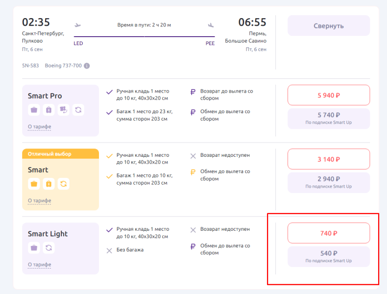 Direct flights from St. Petersburg to Perm for 740 rubles (in the coming days)